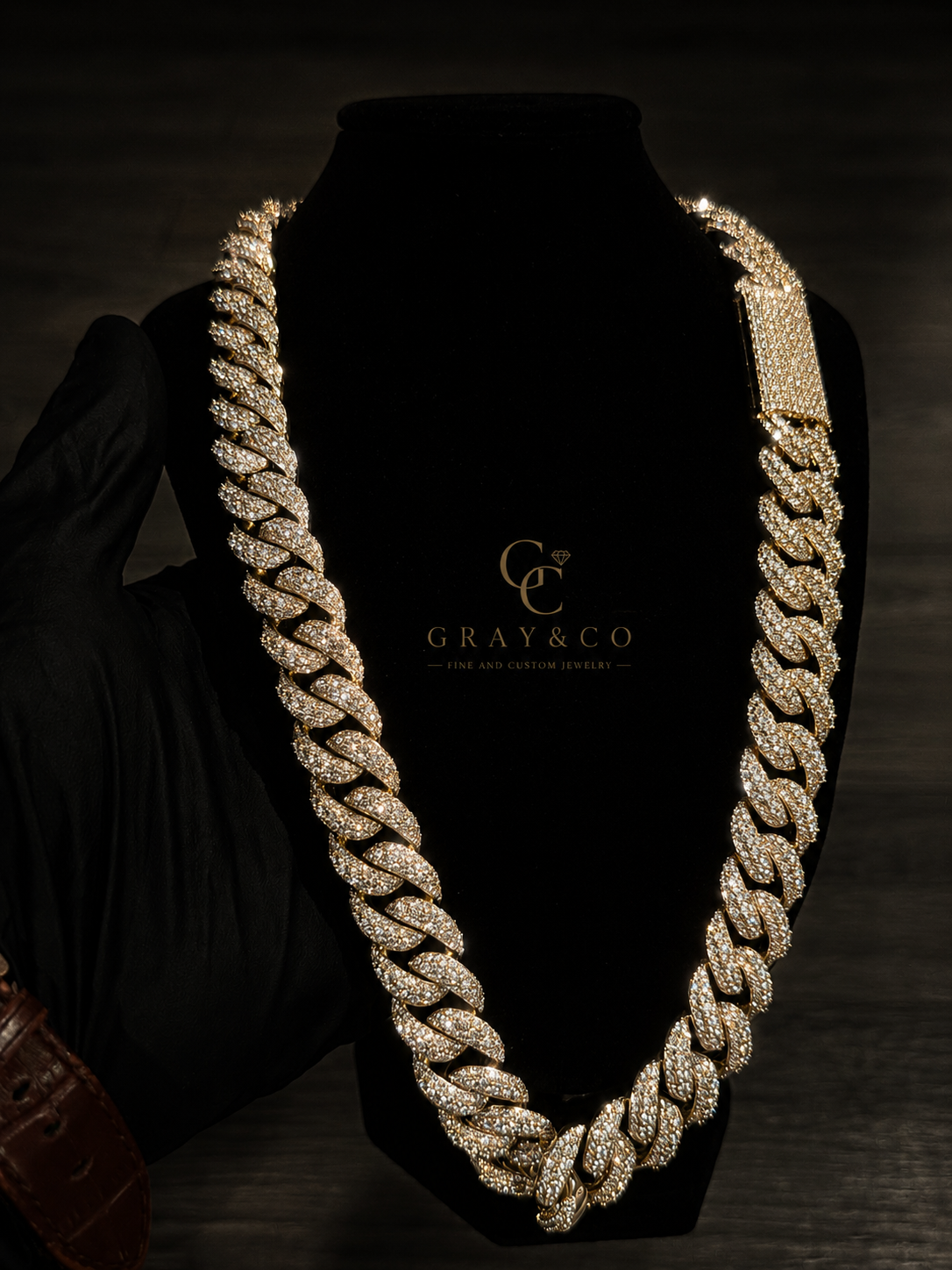 Gray&Co 16mm 3D Moissanite Cuban Link Chain