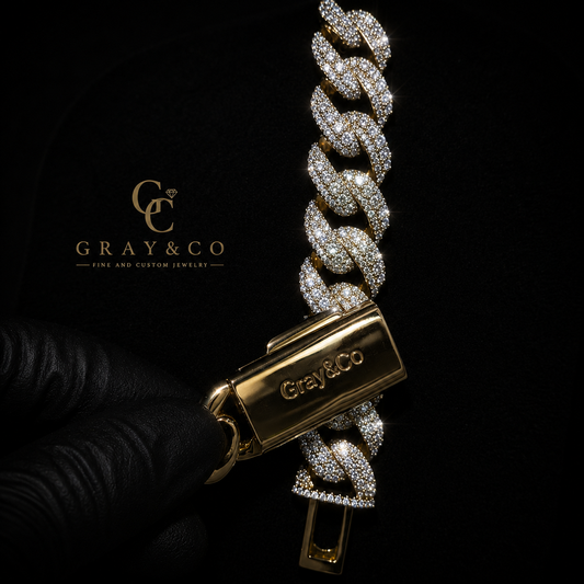 Gray&Co 16mm 3D Moissanite Cuban Link Chain