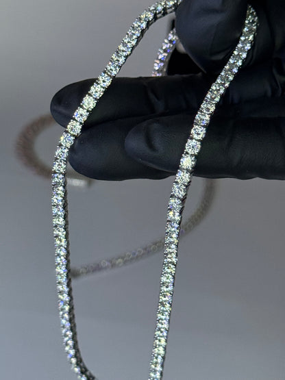 4mm Moissanite Tennis Chain – 925 Sterling Silver – VVS D Color – 18", 20", 22", 24" – Gold Plated