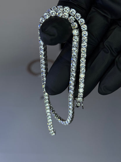 4mm Moissanite Tennis Chain – 925 Sterling Silver – VVS D Color – 18", 20", 22", 24" – Gold Plated