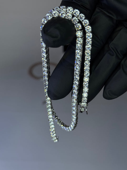 4mm Moissanite Tennis Chain – 925 Sterling Silver – VVS D Color – 18", 20", 22", 24" – Gold Plated