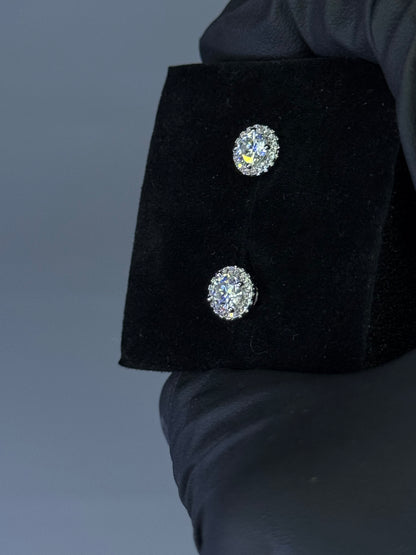 Gray&Co 2ct Pave Moissanite Stud Earrings – VVS1 D Color – GRA Certified – 925 Sterling Silver