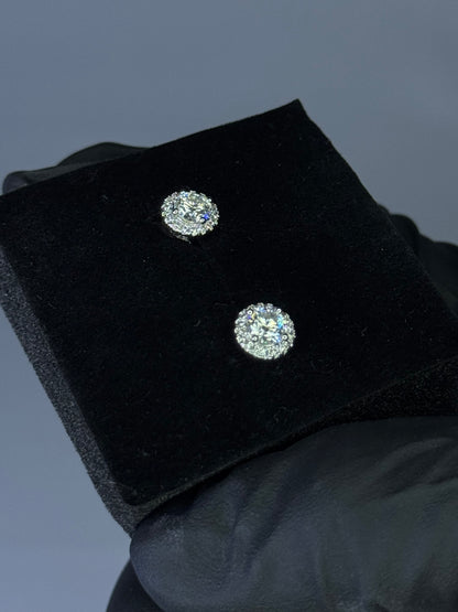 Gray&Co 2ct Pave Moissanite Stud Earrings – VVS1 D Color – GRA Certified – 925 Sterling Silver