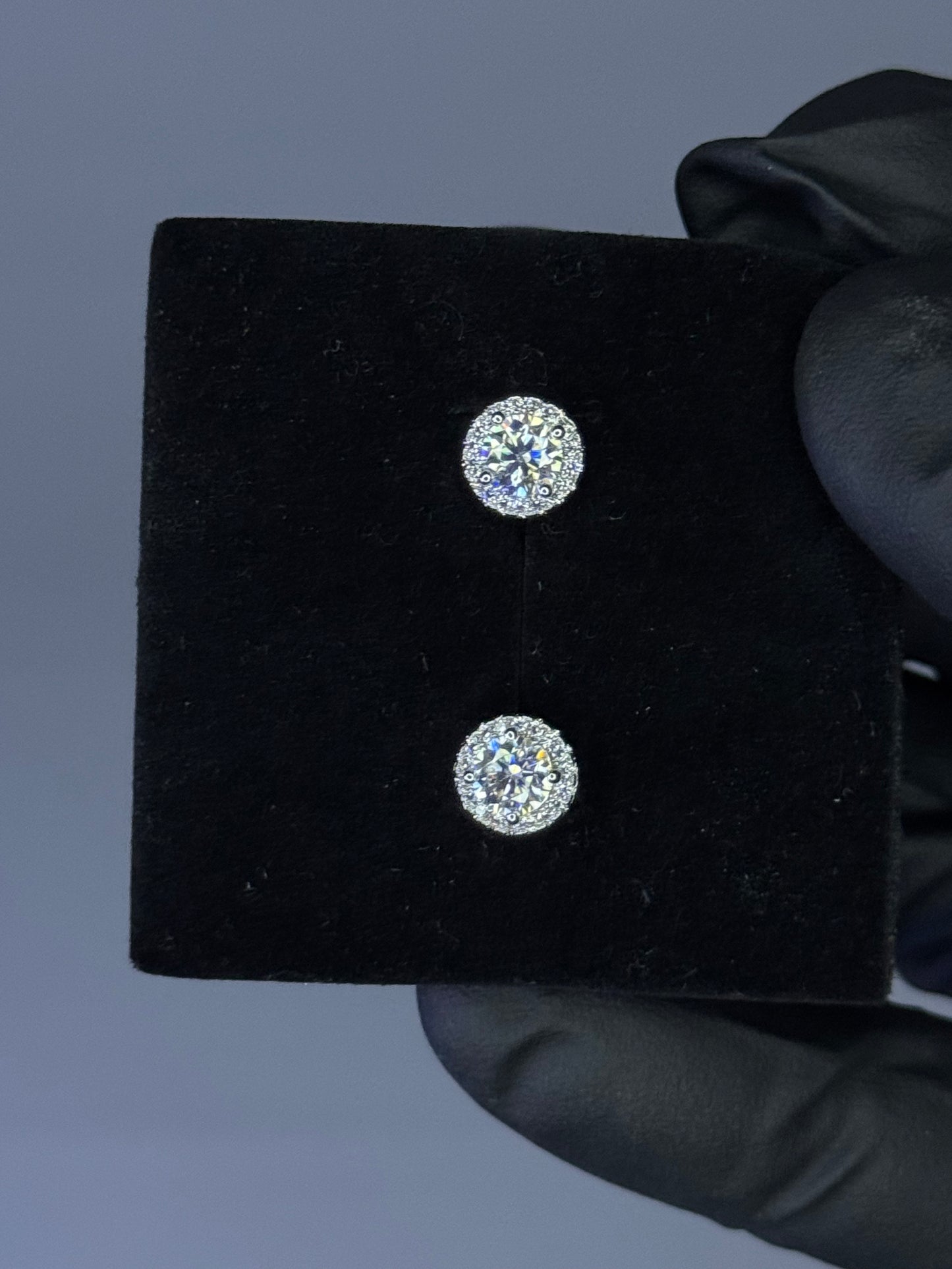 Gray&Co 2ct Pave Moissanite Stud Earrings – VVS1 D Color – GRA Certified – 925 Sterling Silver