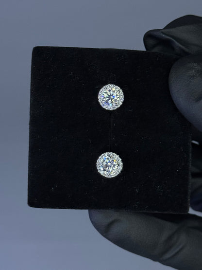 Gray&Co 2ct Pave Moissanite Stud Earrings – VVS1 D Color – GRA Certified – 925 Sterling Silver