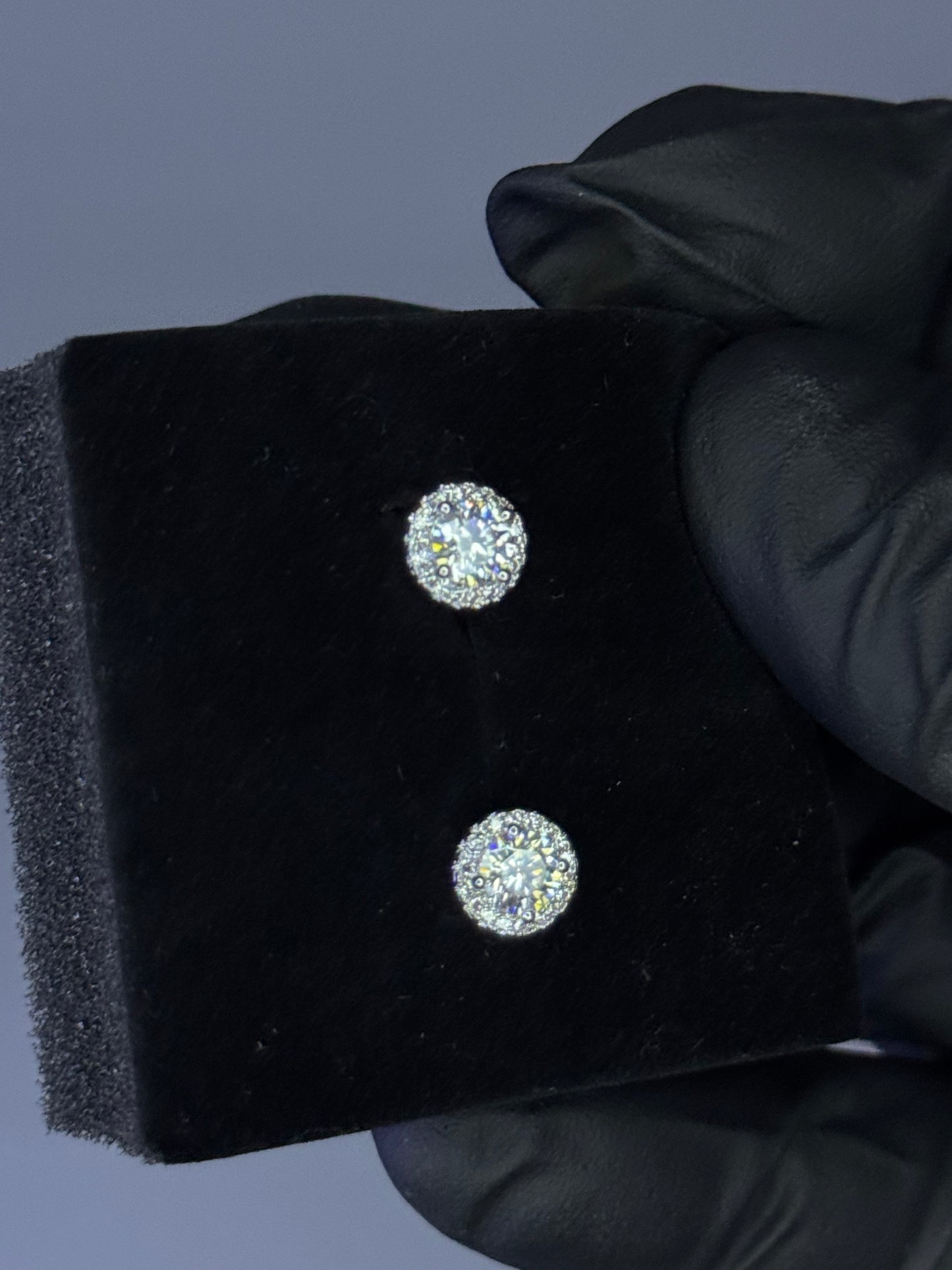 Gray&Co 2ct Pave Moissanite Stud Earrings – VVS1 D Color – GRA Certified – 925 Sterling Silver