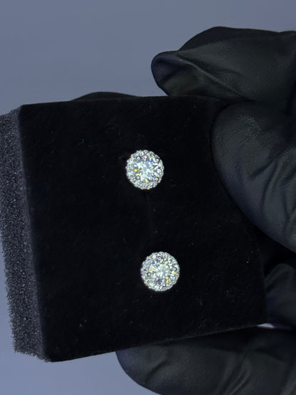 Gray&Co 2ct Pave Moissanite Stud Earrings – VVS1 D Color – GRA Certified – 925 Sterling Silver