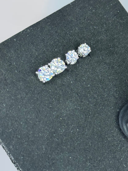 Gray&Co Moissanite Stud Earring Bundle – 1ct & 0.5ct Pairs – VVS1 D Color – 925 Sterling Silver