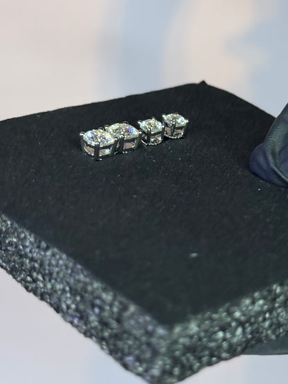 Gray&Co Moissanite Stud Earring Bundle – 1ct & 0.5ct Pairs – VVS1 D Color – 925 Sterling Silver
