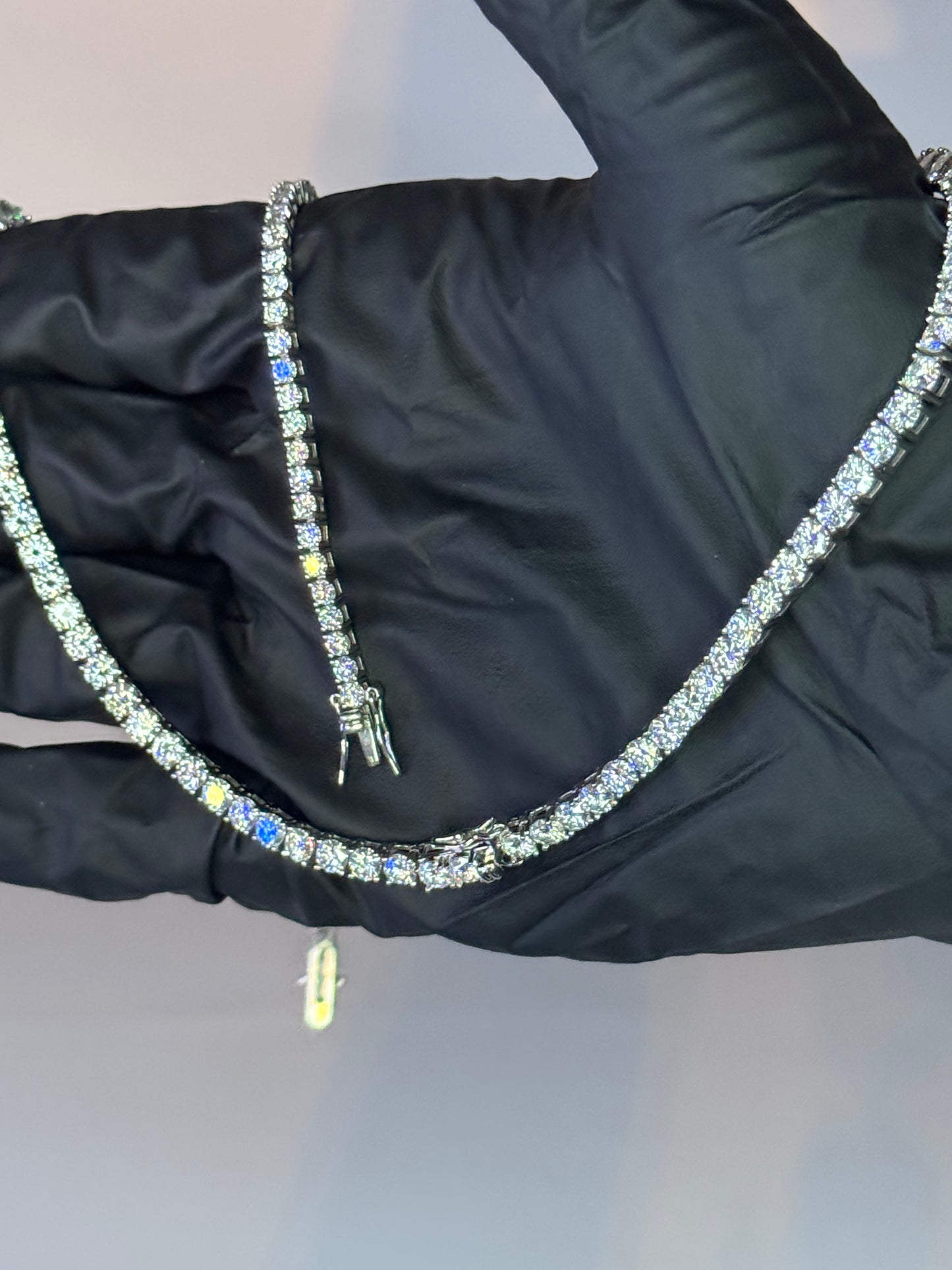 Gray&Co Moissanite Tennis Set – 4mm Tennis Chain & 3mm Tennis Bracelet – VVS1 D Color – 925 Sterling Silver